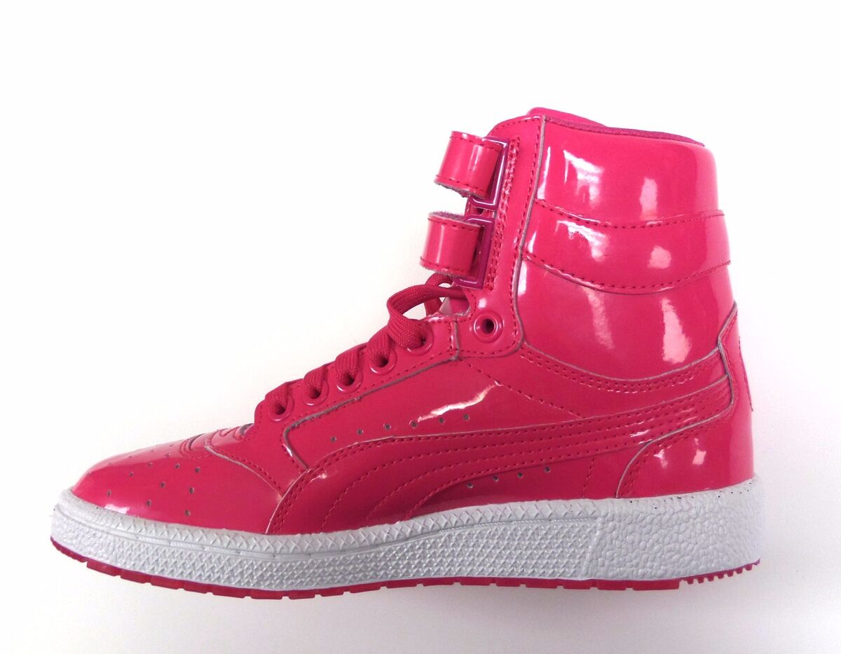 Puma Big Kids' SKY II HI PATENT Shoes Fuchsia/White 363170 Puma Big Kids' SKY II HI PATENT Shoes Fuchsia/White 363170