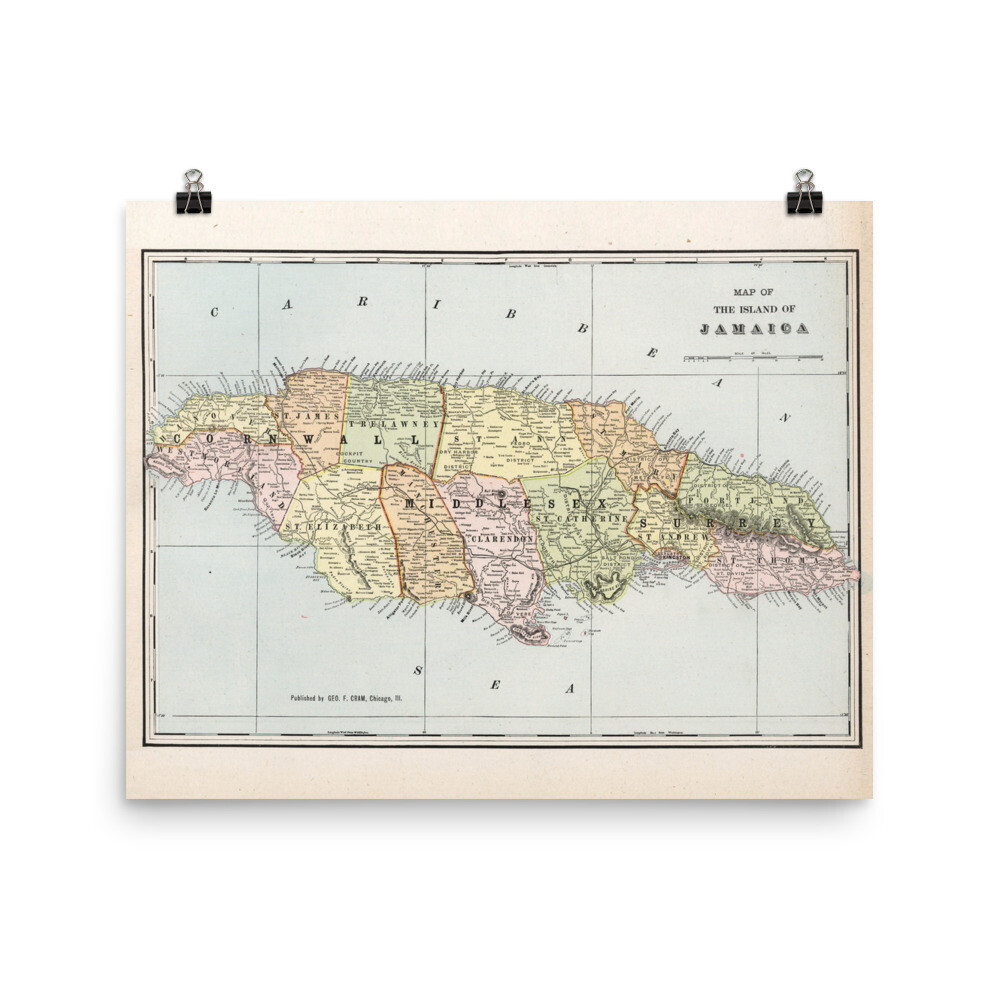 1901年 e F Cram 「JAMAICA」アンティーク 地図 1901年 e F Cram 「JAMAICA」アンティーク 地図 1901年 George F Cram