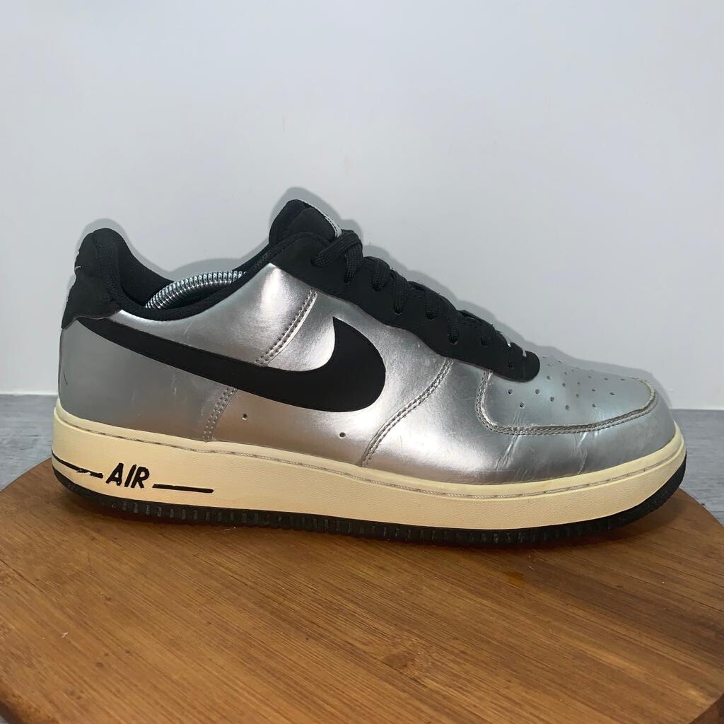 ★Nike★ AIR FORCE 1 ’07 LX SILVER SWOOSH BLACK Size 11 - Nike Air Force 1 '07 Premium Silver Swoosh for