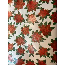Vintage Cleo Poinsettia Print Gift Wrap Sheets 30x60 Inch Wrapping Paper 