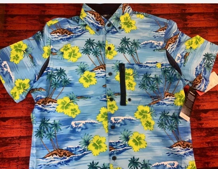 New Men’s Speedo Button Down Shirt Size Medium Hawaiian Theme