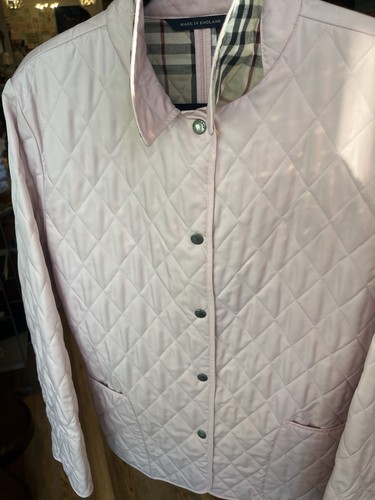 BURBERRY London Diamond Quilted Snap Jacket Pink Nova Check Lining Women’s Sz L - Picture 19 of 19
