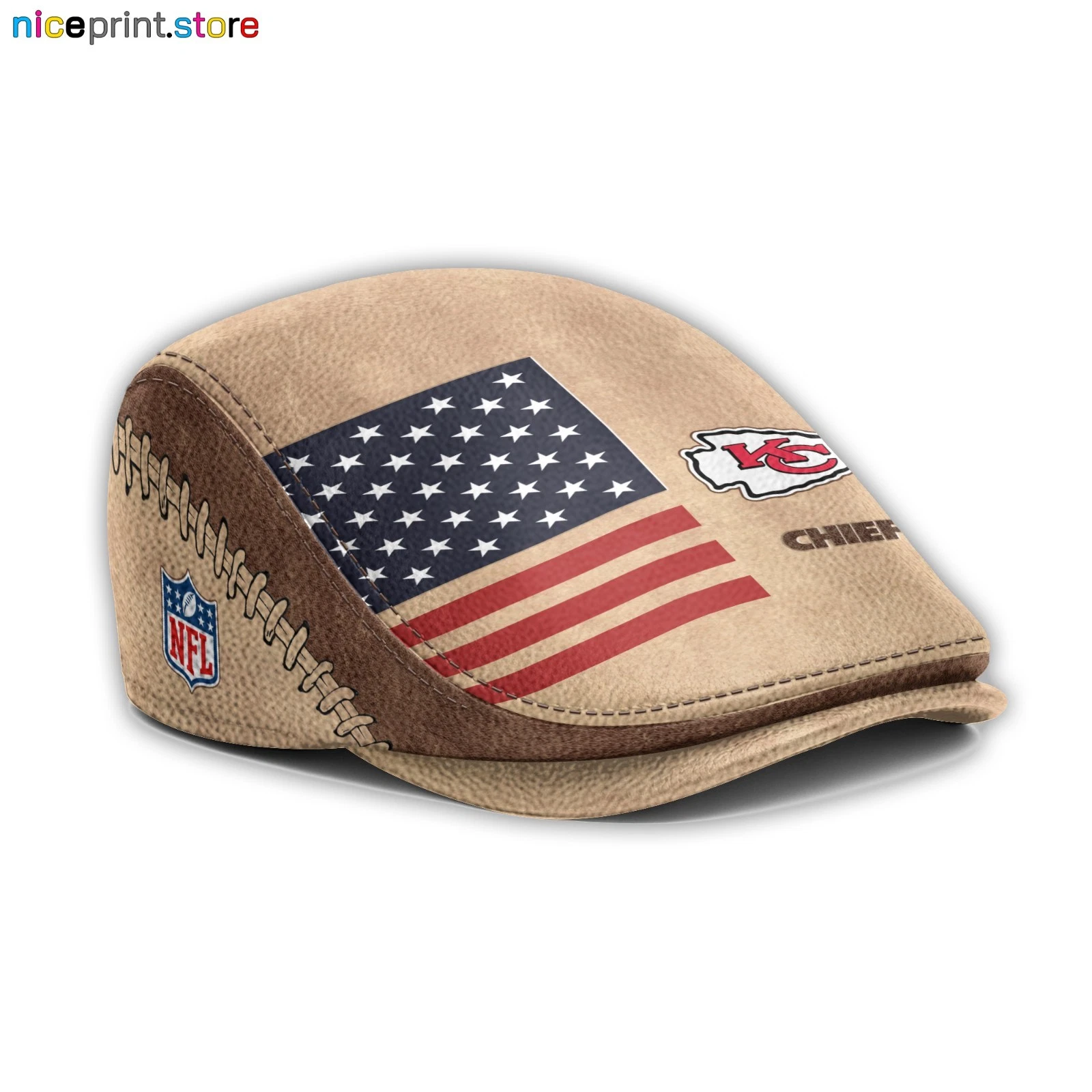 Leather Cap Kansas City Team Chiefs Jeff Cap football Driver Cap Golf Cap football FlatCap