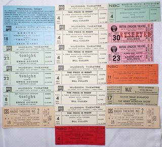 LOT OF 18 Vintage Tickets 1940s 50s NBC Hudson Theater NBC Radio Theater MORE