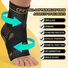 Copper Ankle Support Brace Stabilizer Compression Sleeve Socks Foot Pain Relief