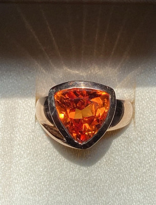 Ross Simons 18k Gelbgold/Sterlingsilber Citrin Billionenschliff Ringgröße 8,75''