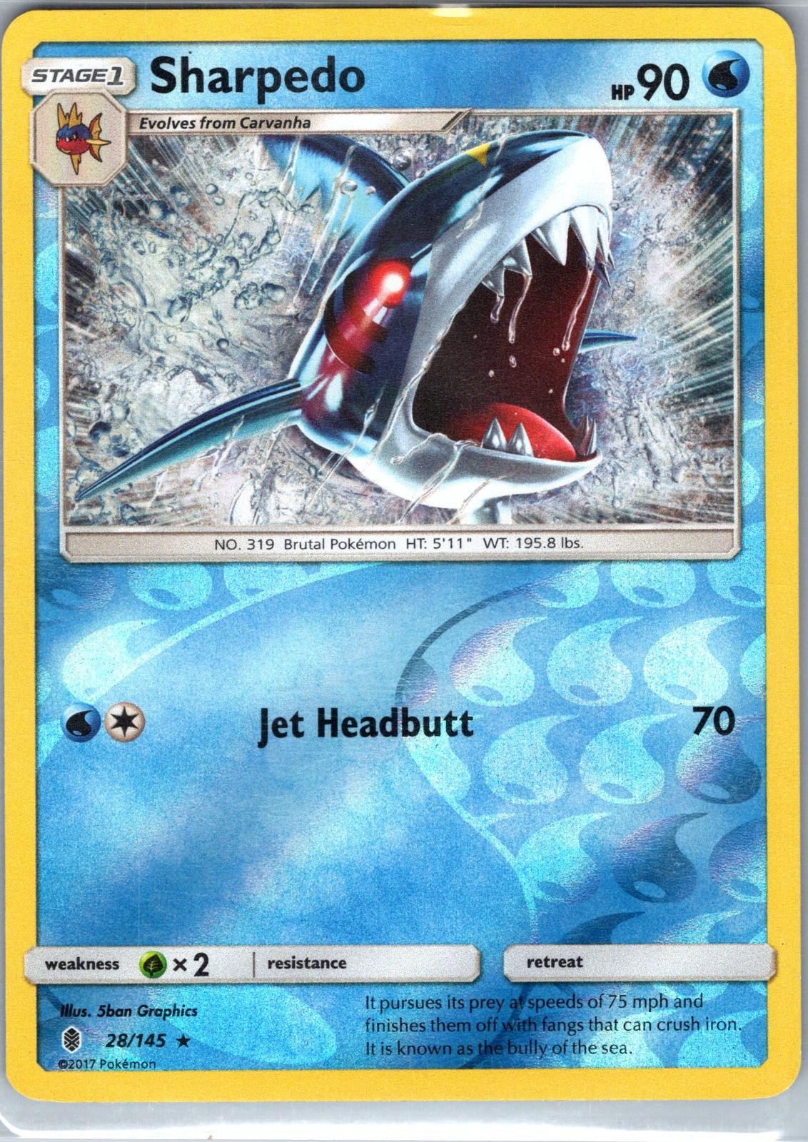 Sharpedo 28/145 Rare Guardians Rising Pokemon Reverse Holo Lightly Played