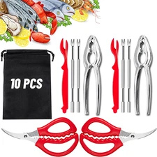 10 Pcs Seafood Tools Set - Crab Lobster Crackers Stainless Steel 
