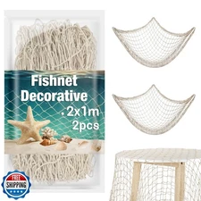 Sukh 2PCS Fish Net Decorative - Fish Net Decorations Decorative Netting Nauti