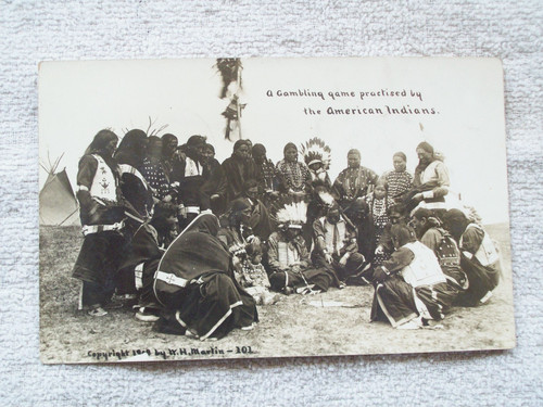 ANTIQUE 1909 NATIVE AMERICAN GAMBLING GAME PRACTICE RPPC