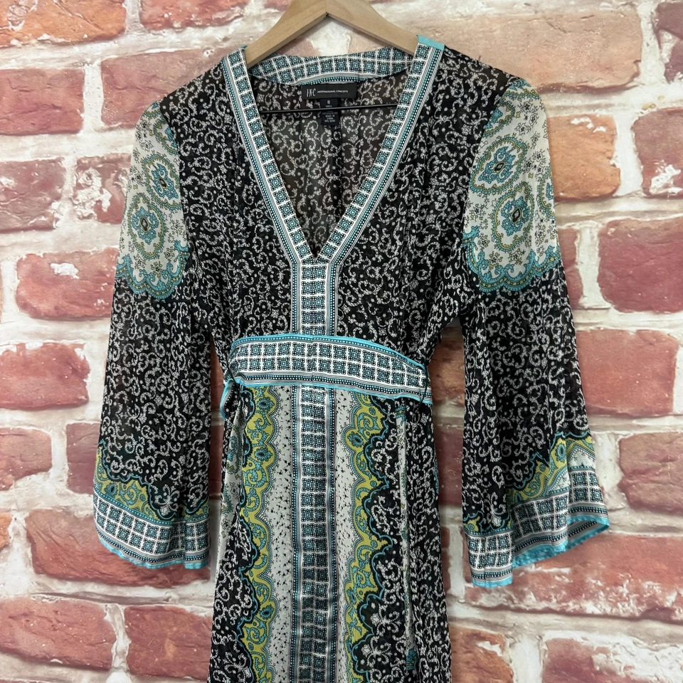 INC Dress Shell Womens 8 Multicolor 100% Silk Boho Floral Sheer Lightweight - Image 4 of 4