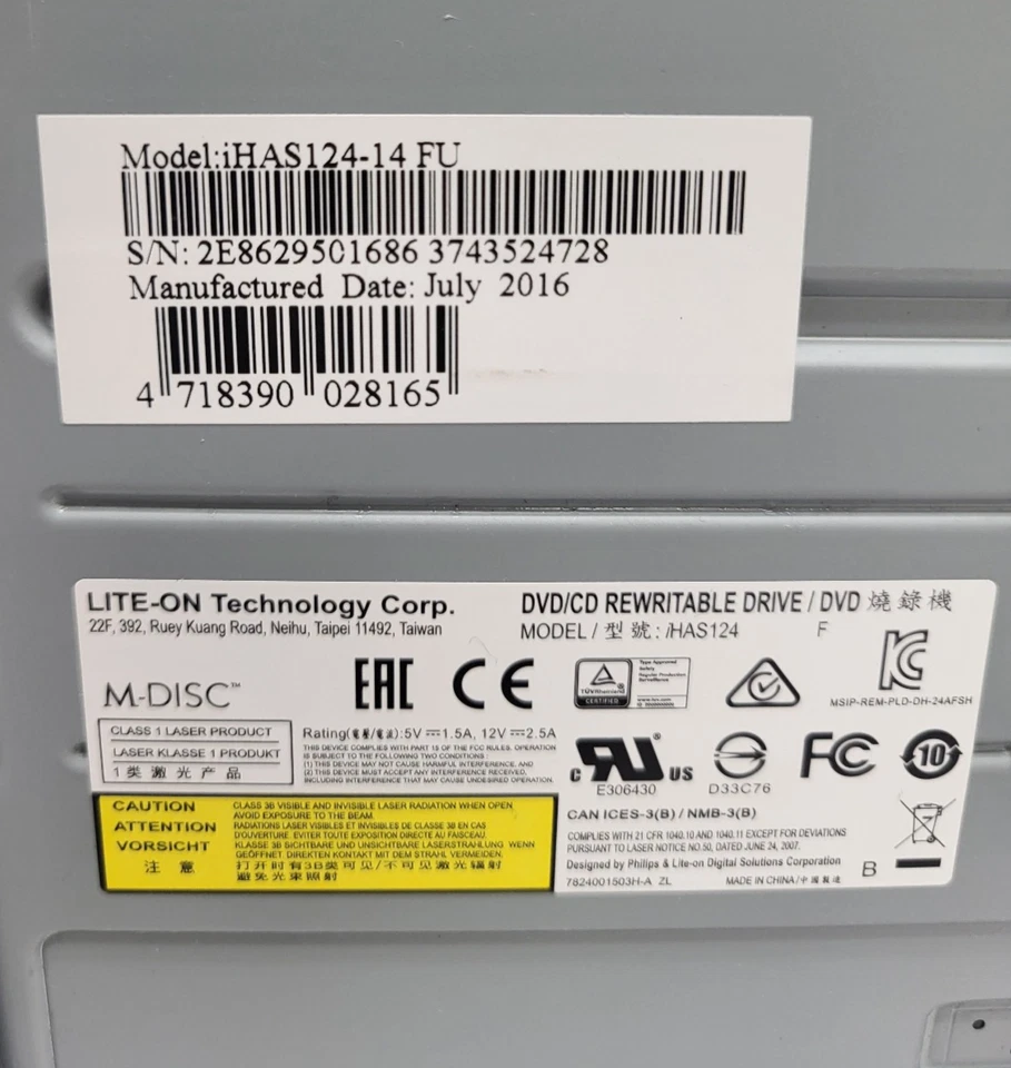 Lot 6 LITE-ON iHAS124-14 Internal 5.25" SATA internal DVD RW Optical Drives - Image 2 of 4