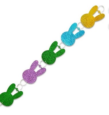 Holographic Bunny Chain Garland, Multicolor, 8', Easter by Way To Celebrate