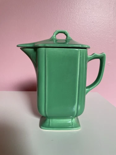 Vintage Homer Laughlin Fiestaware Riviera Batter Pitcher Green With Lid