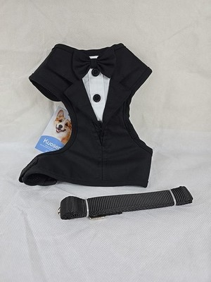 Kuoser Dog Tuxedo Harness w/ Leash Small Adjustable No-Pull Wedding Suit