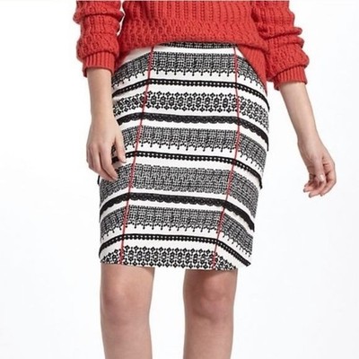 Anthropologie Skirt Size 6 White Black Lace Tabitha Chic Boho Retro Y2K