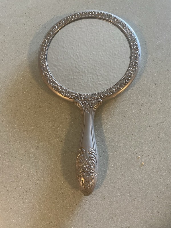 Vintage Silver Plated Hand Mirror Ornate Vanity Dressing Table c1920s Boudoir #1