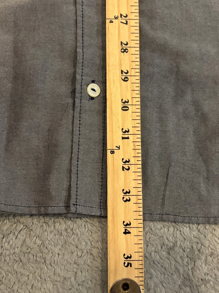 Camisa RVCA Para Hombres 2XL XXL Gris Azul Rayas Manga Corta Botón Informal Preppy Foto 4 de 4