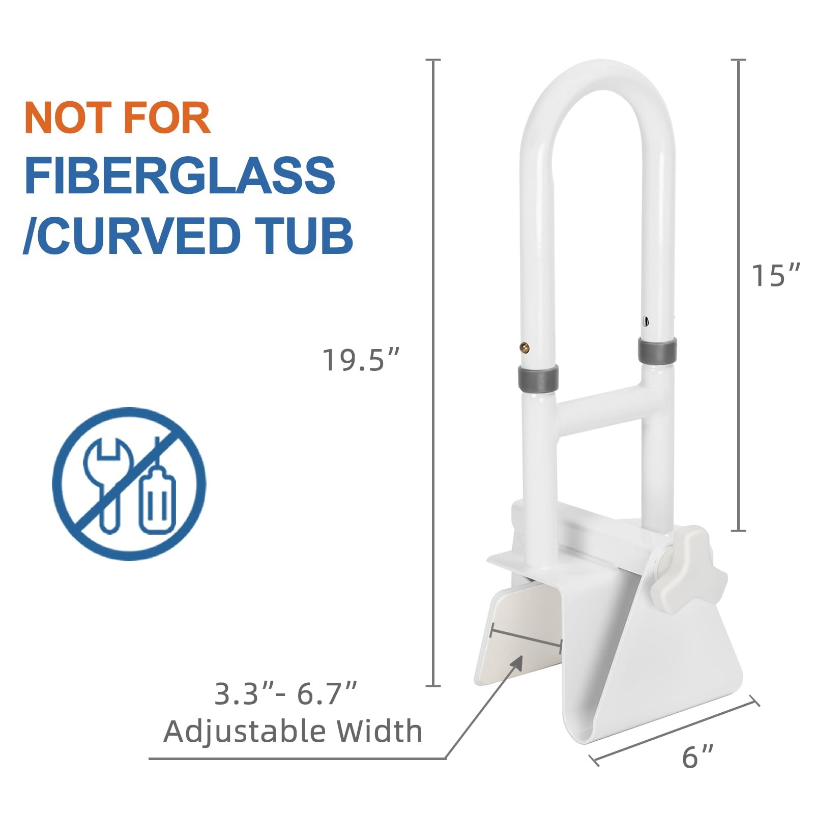 Grab Bars for Bathtubs and Showers, Adjustable Bathtub Safety Rail for Senior...