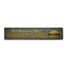 Best Burgers In Town, Personalzied - Rustic Distressed Wood Sign
