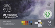 Winsor  Newton Professional Watercolor 14 Pc FIELD POCKET SET Half Pan NEW 