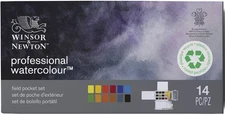 Winsor & Newton Professional Watercolor 14 Pc FIELD POCKET SET Half Pan NEW!