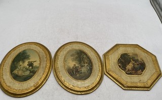 Vintage Multicolor Home Decorative Italian Florentine Wall Plaque Lot Of 3
