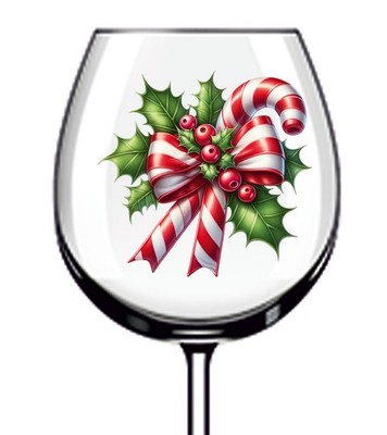 12x bunte Weihnachten Zuckerstange Schleife Vinyl Aufkleber Abziehbild Weinglas Flasche Tasse