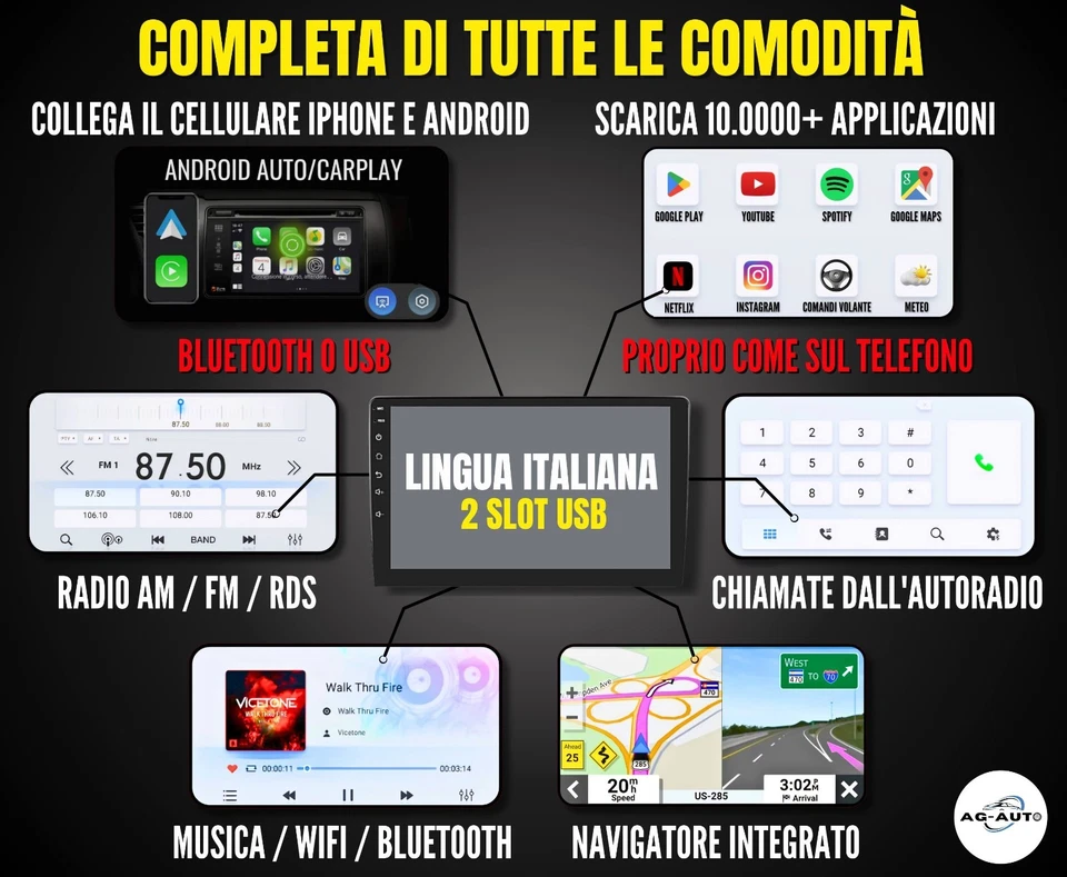 Opel Agila (2008/2012) | 9 pollici - Autoradio 2 Din Android + Carplay GPS - Immagine 3 di 4