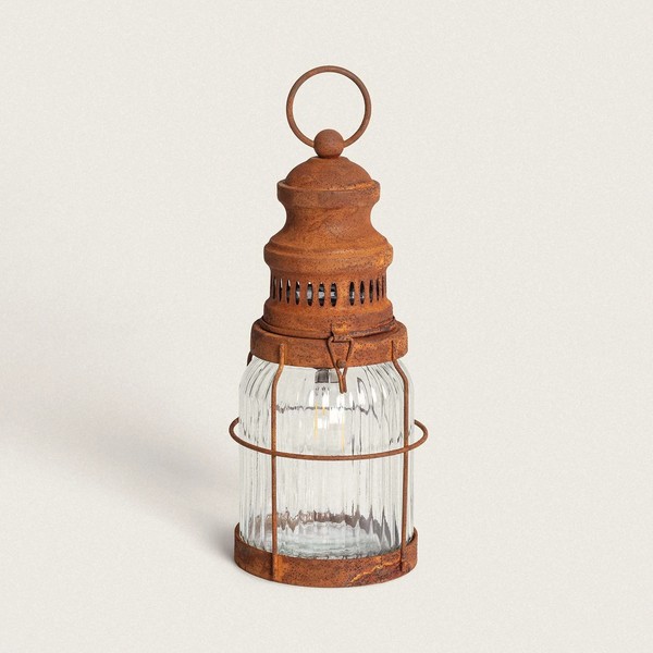 Lámpara de Mesa LED Metal Lantern Rusty