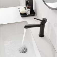 BWE Single Handle Single Hole Modern Bathroom Faucet, Drip Free, Matte Black