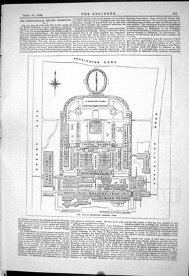 Alter 1884 Generalplan Gesundheitsausstellung Royal Albert Hall Kensington viktorianisch