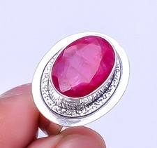 Ruby - Simulated Gemstone 925 Sterling Silver Jewelry Handmade Ring s.9 Sku7