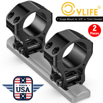 2 Piece Rifle Scope Mount Ring 1 Inch Medium Profile 3/8'' or 11mm Dovetail Rails