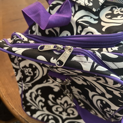 Brand New Duffle Bag Sports Duffel Gym Bag in White & Black Trimmed In Purple - Picture 12 of 24