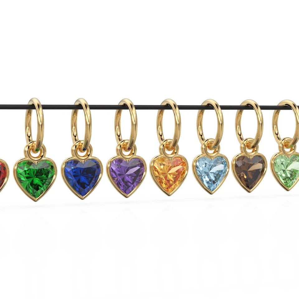 5mm Heart Shape Diamond Gemstone Charm Pendant 14k 18k Solid Gold Bezel Pendant - Image 2 of 4