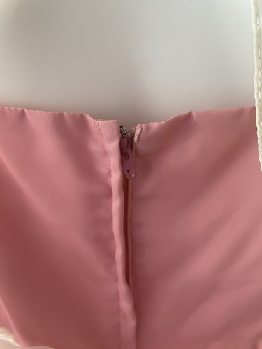 Vintage 1970s Floral Dress, Sz M, Sheer Pink Maxi Lace Trim - Picture 12 of 12
