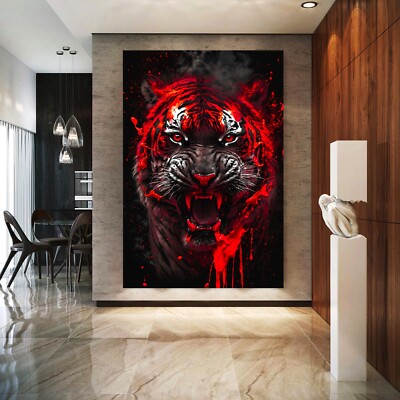   Wandbild Rot Tiger Tier , Animal Kunst Acrylglas, Leinwand, Poster Deko
