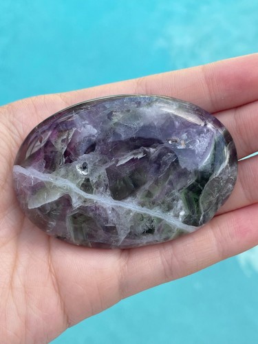 1 Genuine Natural Fluorite Palm Stone Crystal - Picture 62 of 117