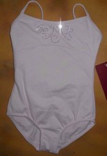 Dance Mirella Pink Camisole Leotard Diamante Swirl Front Sm Child 4-6 M268C