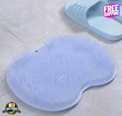 Wall-Mounted Back Scrubber & Foot Brush for Shower, Exfoliating Dead Skin, Blue