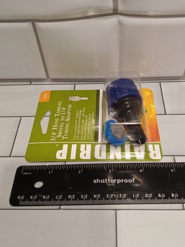 Adaptador de manguera giratoria Raindrip R325C de 3/4 pulgadas a 1/4 pulgadas, azul/negro FS - Imagen 5 de 8
