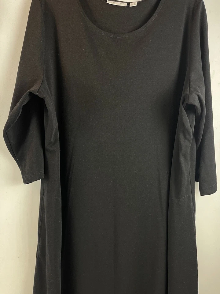 Vestido túnica Susan Graver para mujer talla 2X negro cambio midi con bolsillos Foto 3 de 4