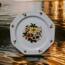 Ironstone Octagon Bouquet Dinner Plate 4565 10.25W
