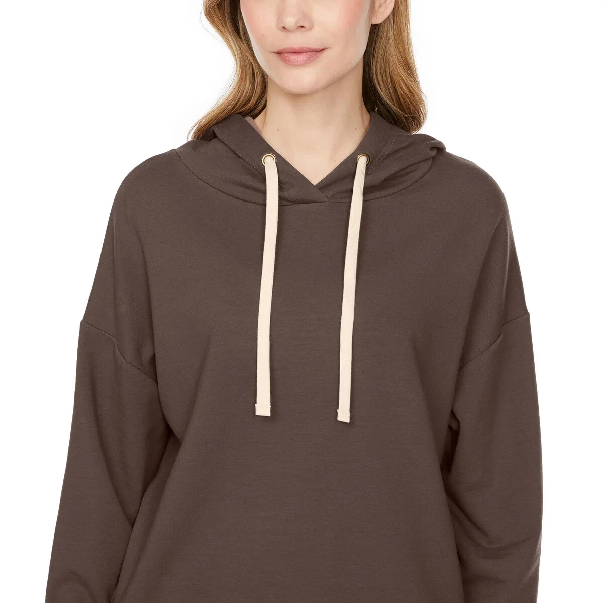 OFF WHITE Pullover donna Buffalo felpa con cappuccio pile manica lunga con tasche XS–3X nuovo con etichette