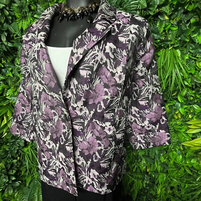 LANE BRYANT Women Blazer 18/20 Purple Formal Floral Accent Jacket 1427