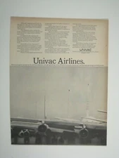 Univac Airlines Print Advertisement 1967 Vintage Retro Aviation