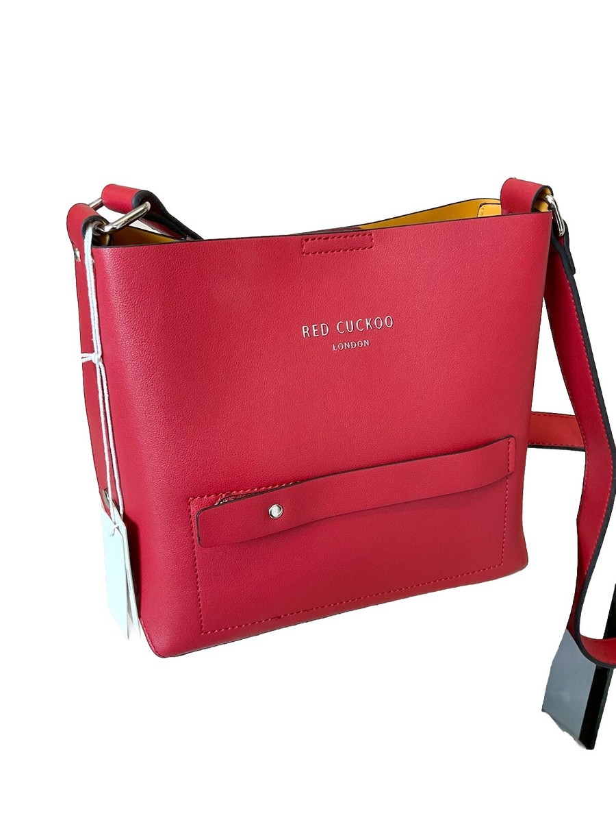 STUNNING DESIGN CROSSBODY BAG BY RED CUCKOO IN A RED WITH YELLOW