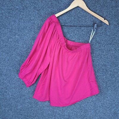 NEW Label Of Love Womens Blouse Top Size L Large Pink One Shoulder