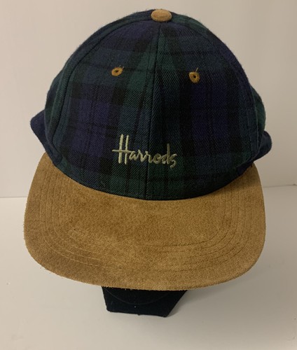New Harrods Golf Cap Navy \u0026 Green Plaid 